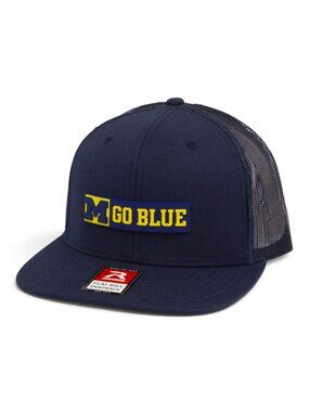 Michigan Wolverines GO BLUE 3D Wool Blend Flat Bill Hat- Navy